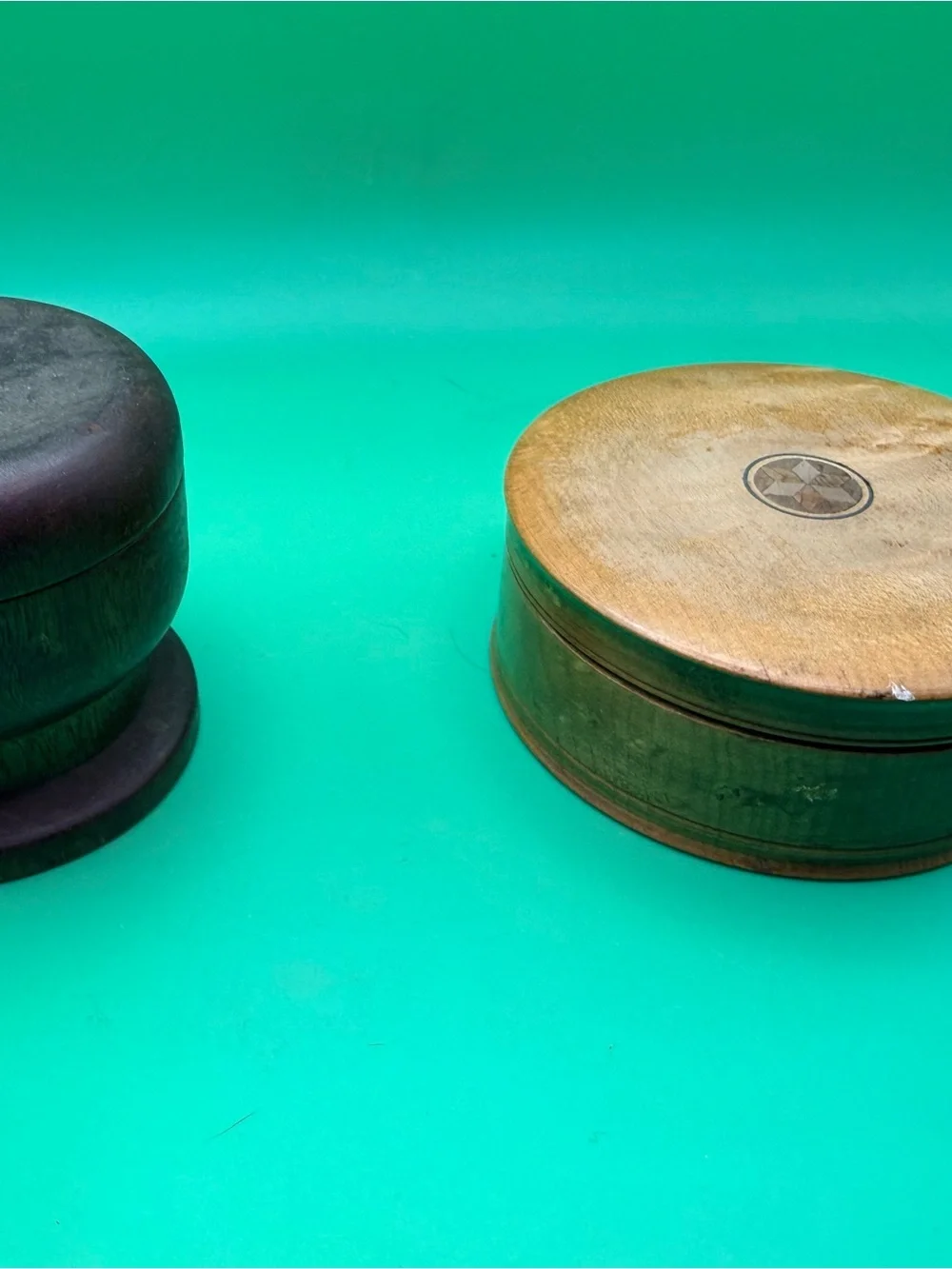 Handcrafted Round Wooden Box - Brown